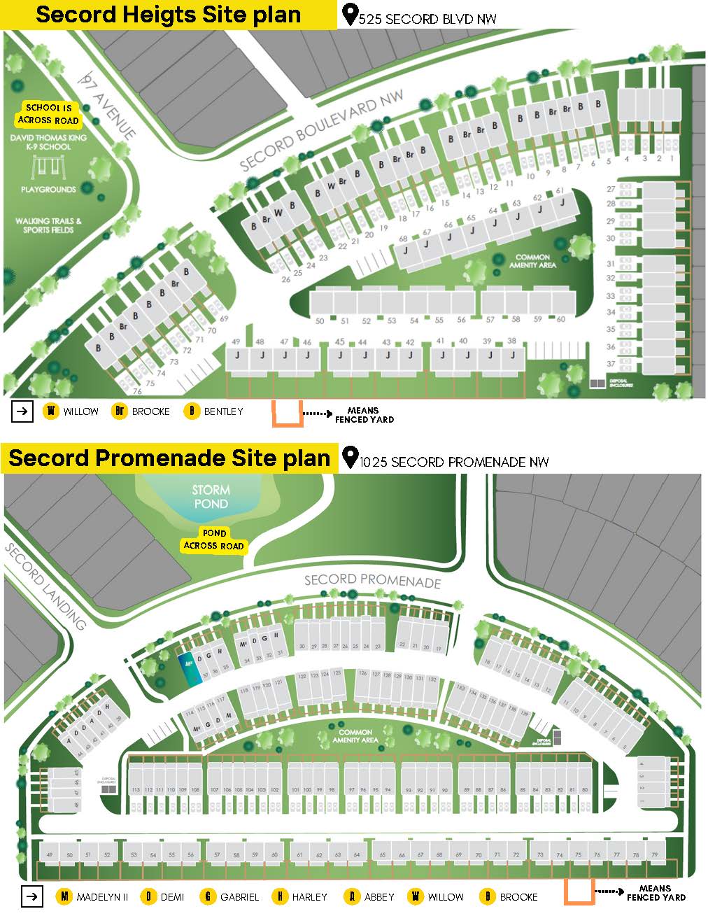 sales brochure secord prom & heights -site map