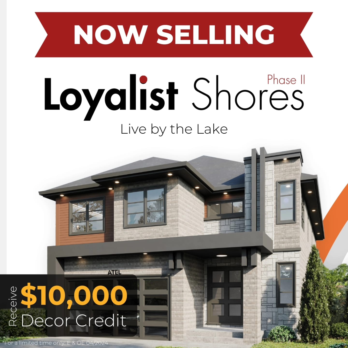 Loyalist Shores new homes sale, $10,000 decor credit offer.