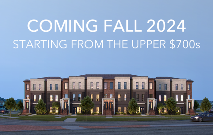New townhomes available Fall 2024 starting upper $700s.