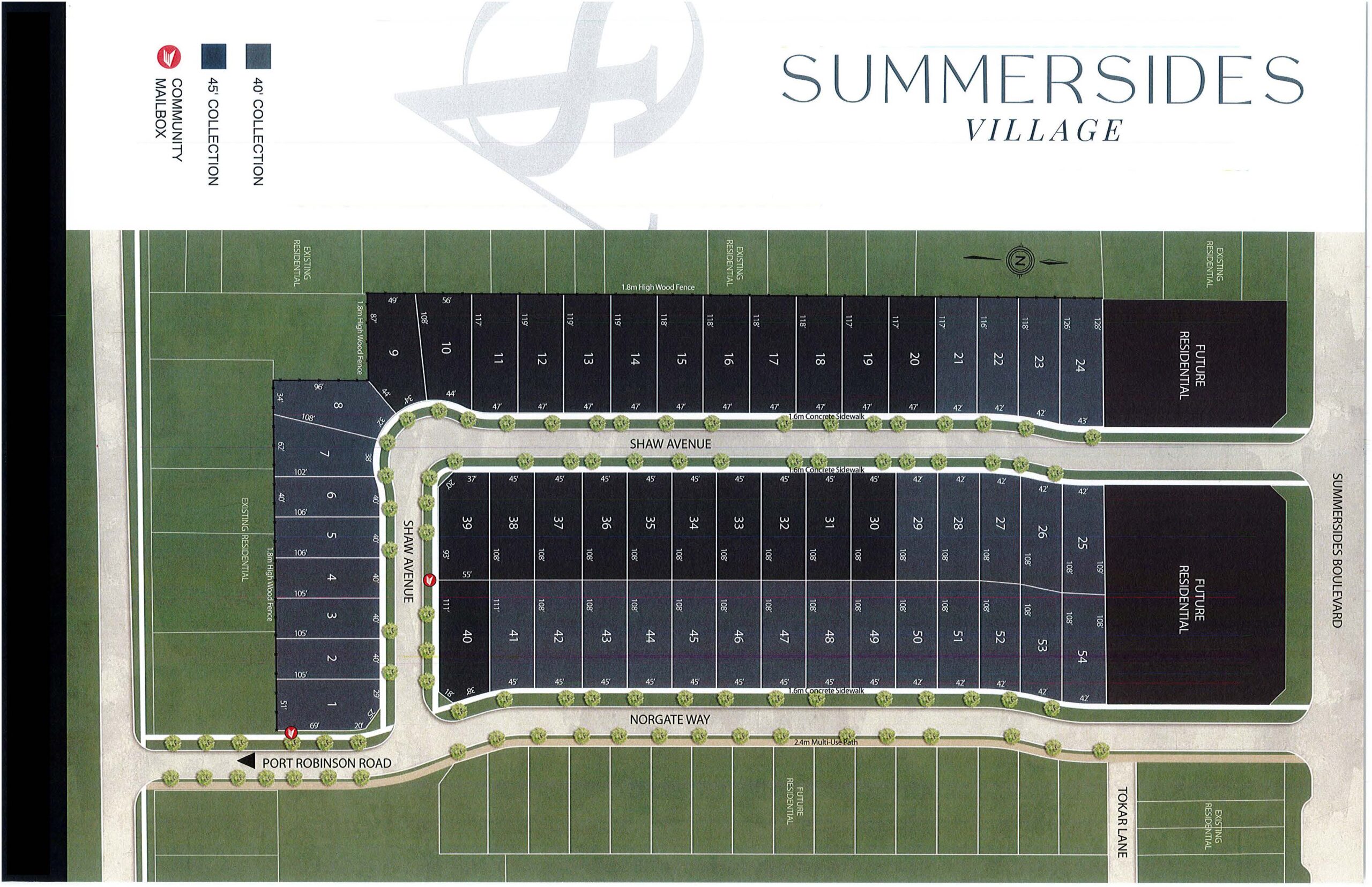 Summersides Village residential map layout.